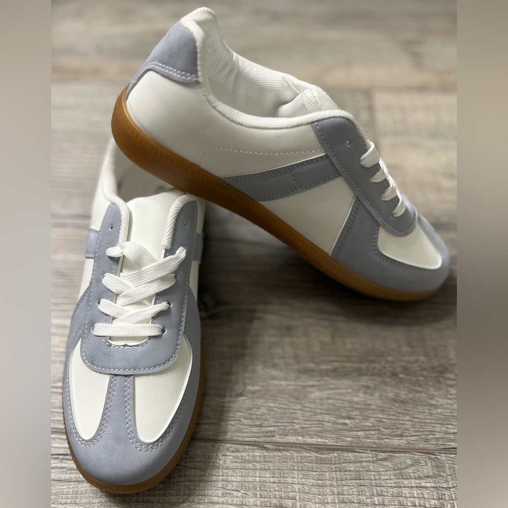 KAYLEEN By Los Angeles White and Gray Sneakers